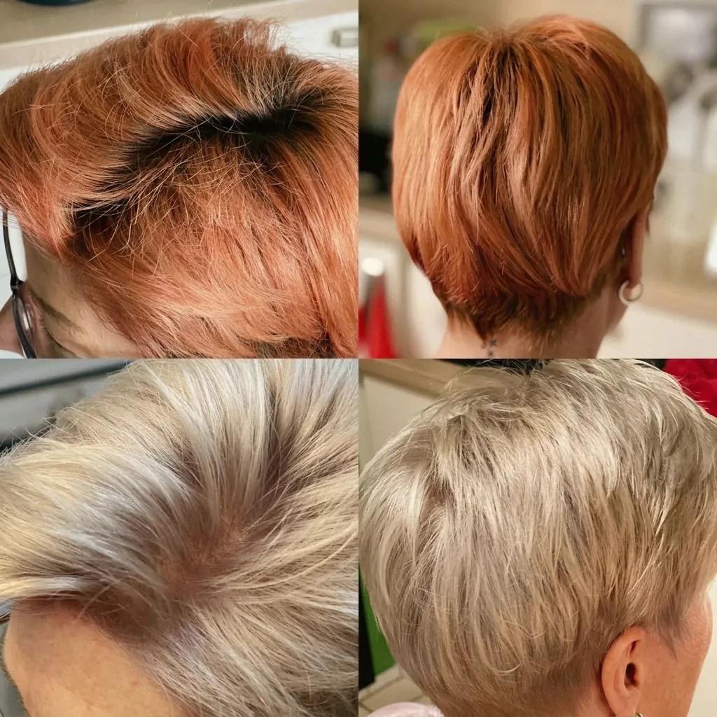 Kurhaarschnitt: außergewöhnliche Farbveränderung von Rot auf kühles Blond – Nicole Werner
